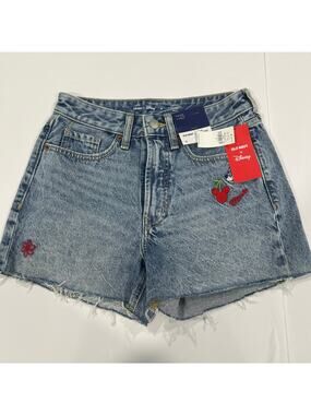 Disney Minnie Mouse Denim High Rise shorts. Frayed hem Old Navy Collab Women 0